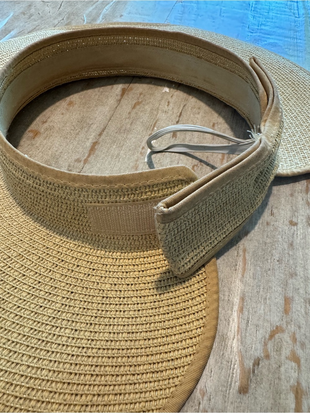 Sun-Protective Wide Brim Straw Visor - Tan - Picture 2 of 4